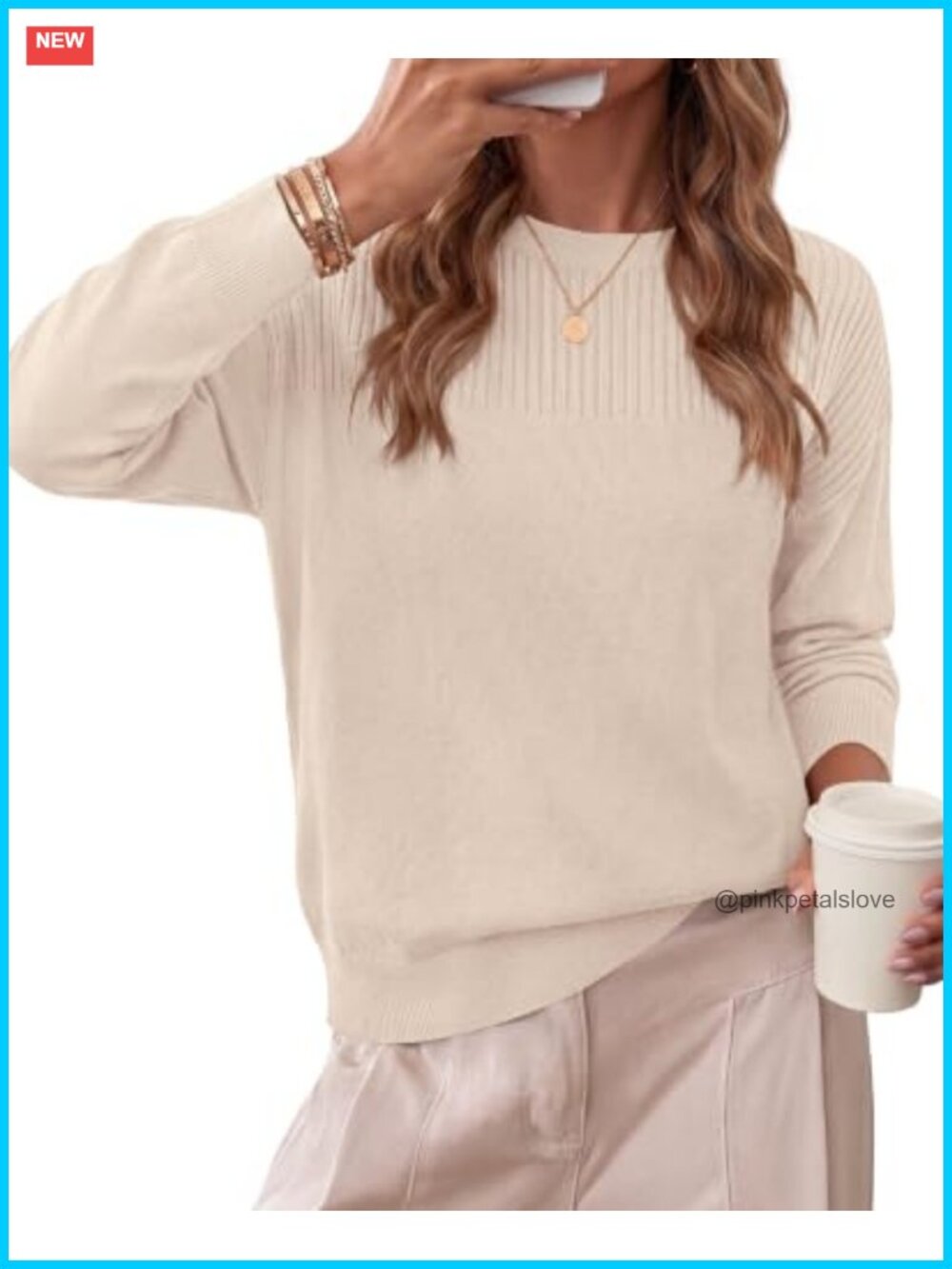Women's Cropped Crewneck Knit Sweater Long Sleeve Pullover
